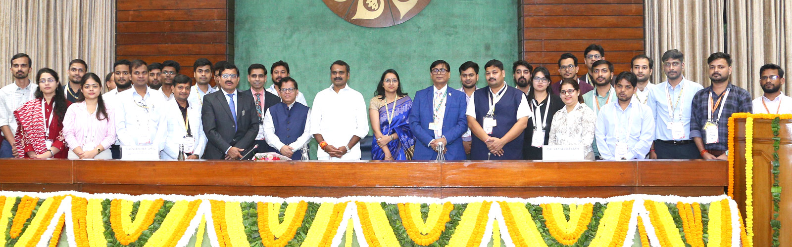 Group photograph of the CPMU NeVA Team with Hon’ble Dr. L. Murugan, Union Minister of State for Information & Broadcasting and Parliamentary Affairs, at the 3rd National Conference on NeVA held on 30th October 2025.